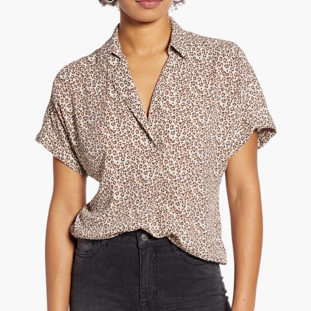 All in Favor leopard blouse, size small